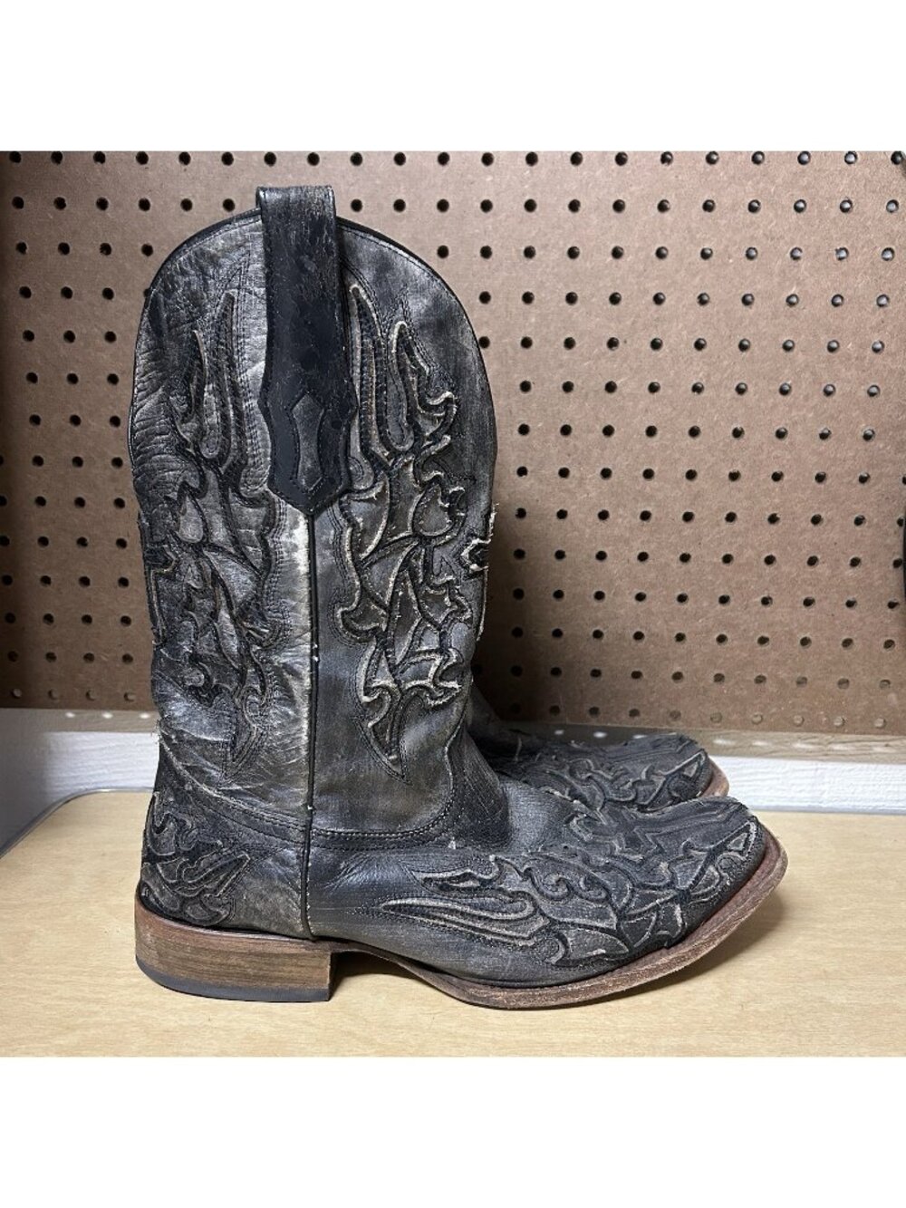 Corral Gray Leather Pull On Western Cowboy Boots Cross Size 11 D B044